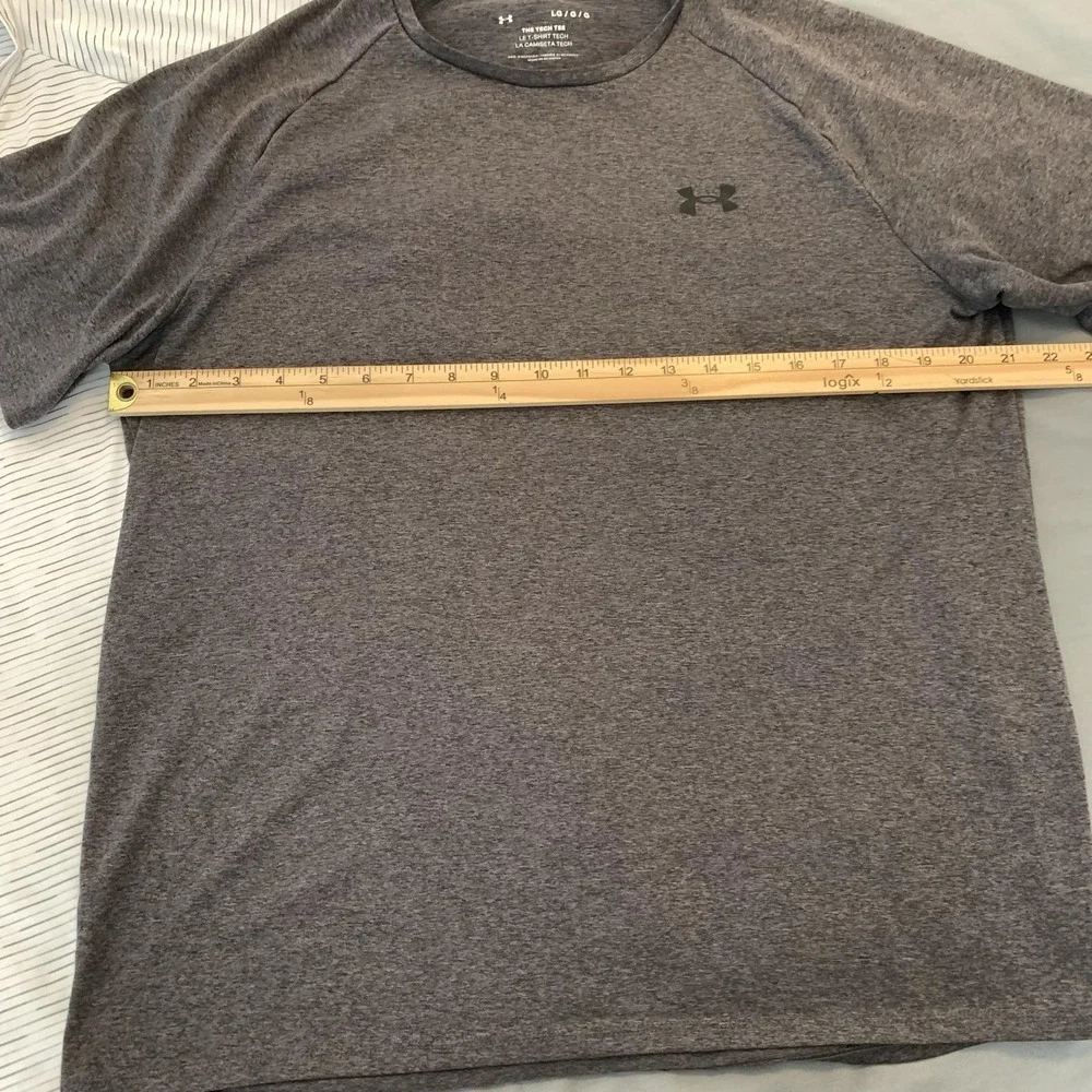 Under Armour Shirt Lot 2 Mens Large Gray White Tech Tee Active T-Shirt Gym